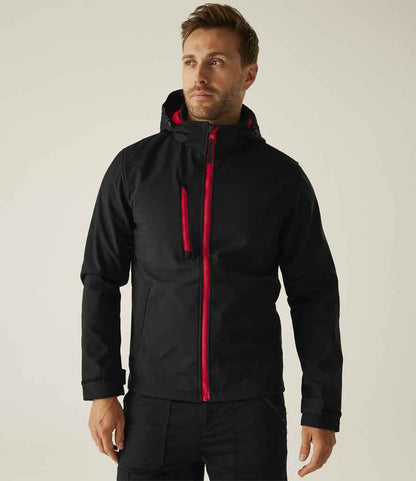 Regatta Professional Regatta Venturer Three Layer Hooded Soft Shell Jacket Black/Classic Red