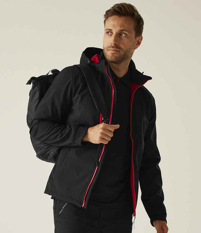 Regatta Professional Regatta Venturer Three Layer Hooded Soft Shell Jacket Black/Classic Red