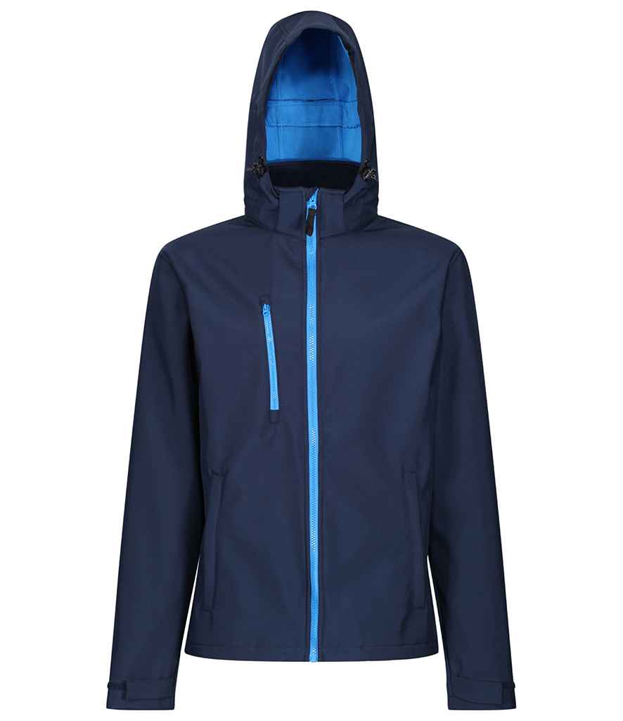 Regatta Venturer Three Layer Hooded Soft Shell Jacket in Navy/French Blue