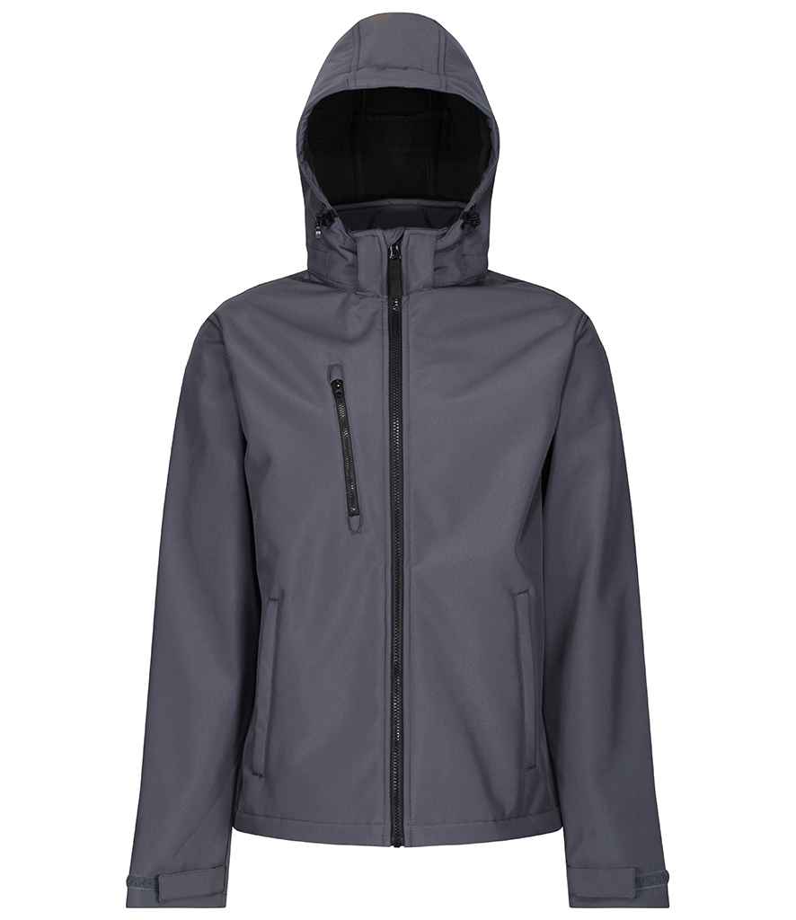 Regatta Venturer Three Layer Hooded Soft Shell Jacket in Seal Grey/Black