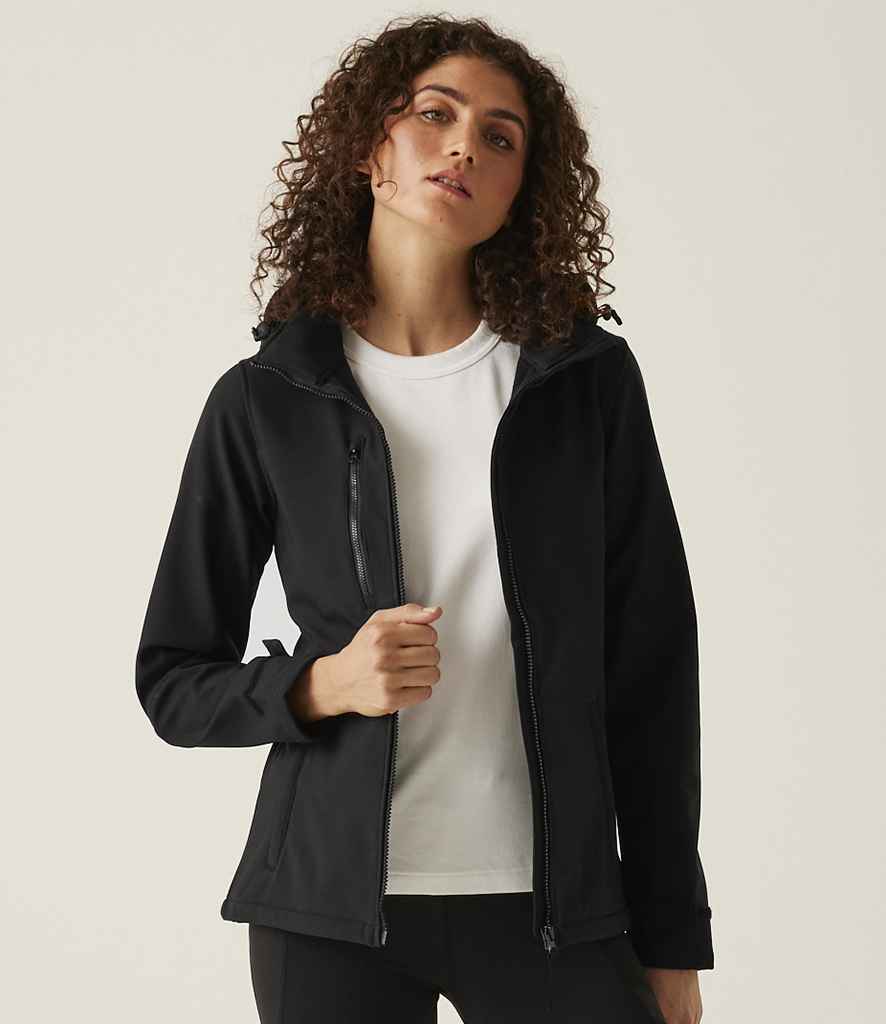 Regatta Professional Regatta Ladies Venturer Three Layer Hooded Soft Shell Jacket Black/Black