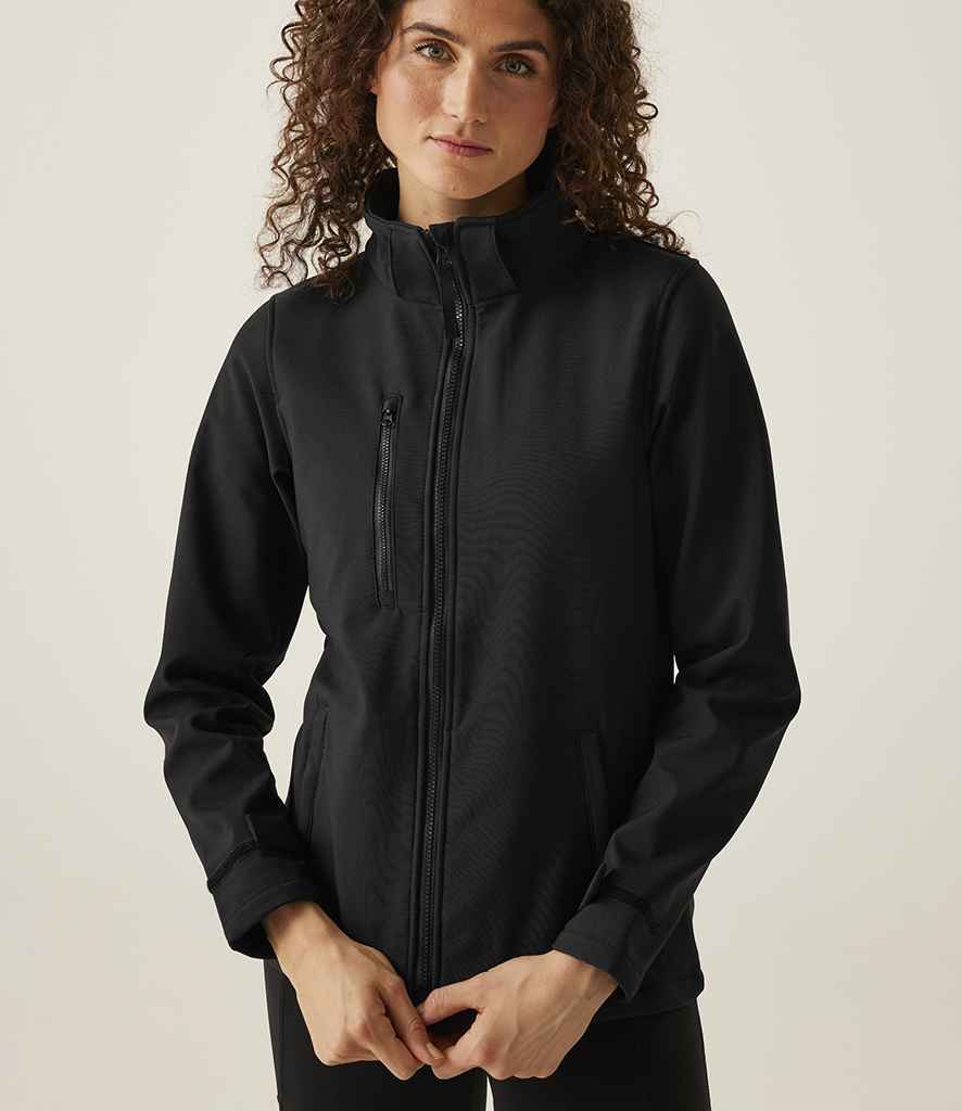 Regatta Professional Regatta Ladies Venturer Three Layer Hooded Soft Shell Jacket Black/Black