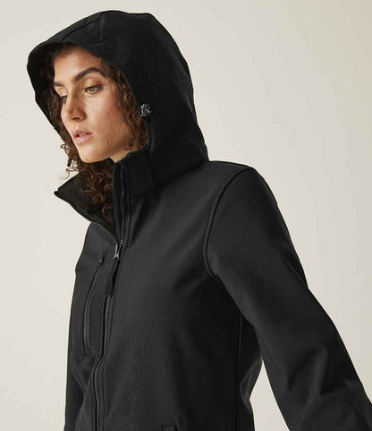 Regatta Professional Regatta Ladies Venturer Three Layer Hooded Soft Shell Jacket Black/Black