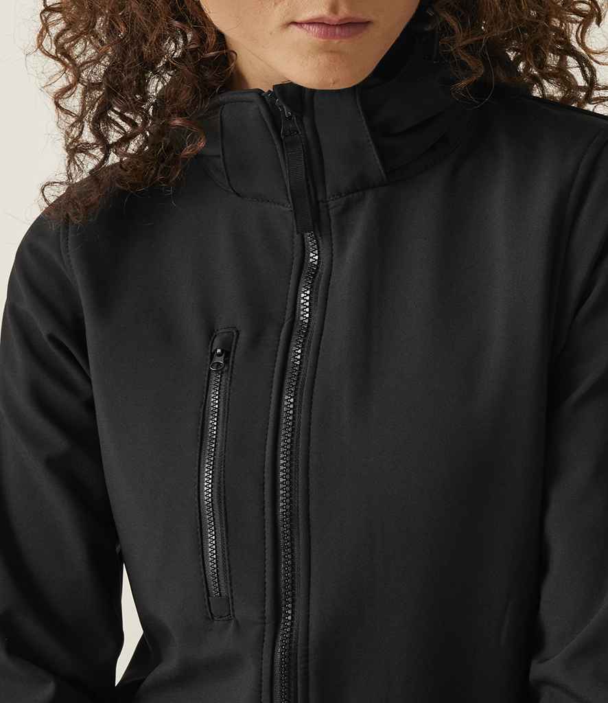 Regatta Professional Regatta Ladies Venturer Three Layer Hooded Soft Shell Jacket Black/Black
