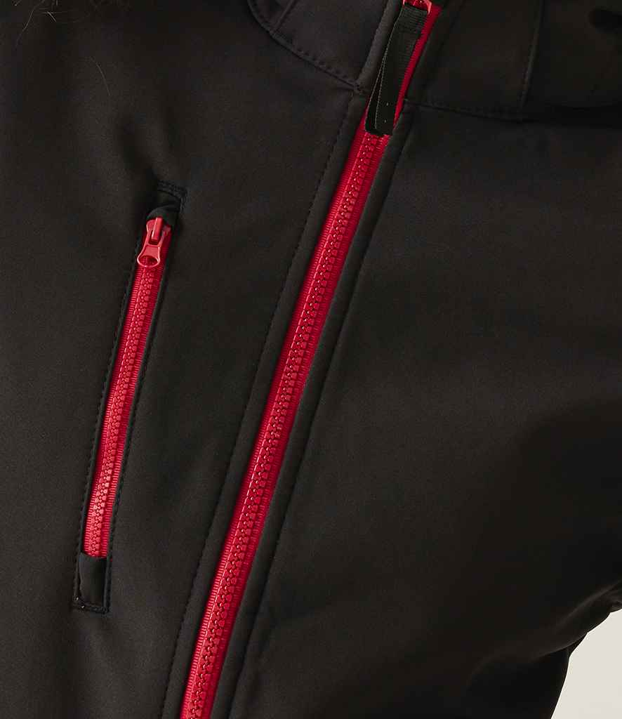 Regatta Professional Regatta Ladies Venturer Three Layer Hooded Soft Shell Jacket Black/Classic Red