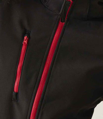Regatta Professional Regatta Ladies Venturer Three Layer Hooded Soft Shell Jacket Black/Classic Red