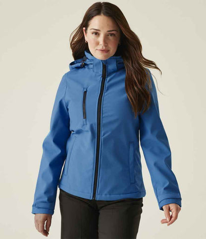 Regatta Professional Regatta Ladies Venturer Three Layer Hooded Soft Shell Jacket French Blue/Navy