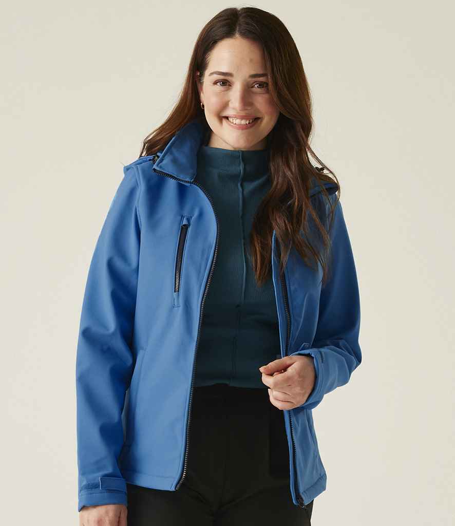 Regatta Professional Regatta Ladies Venturer Three Layer Hooded Soft Shell Jacket French Blue/Navy