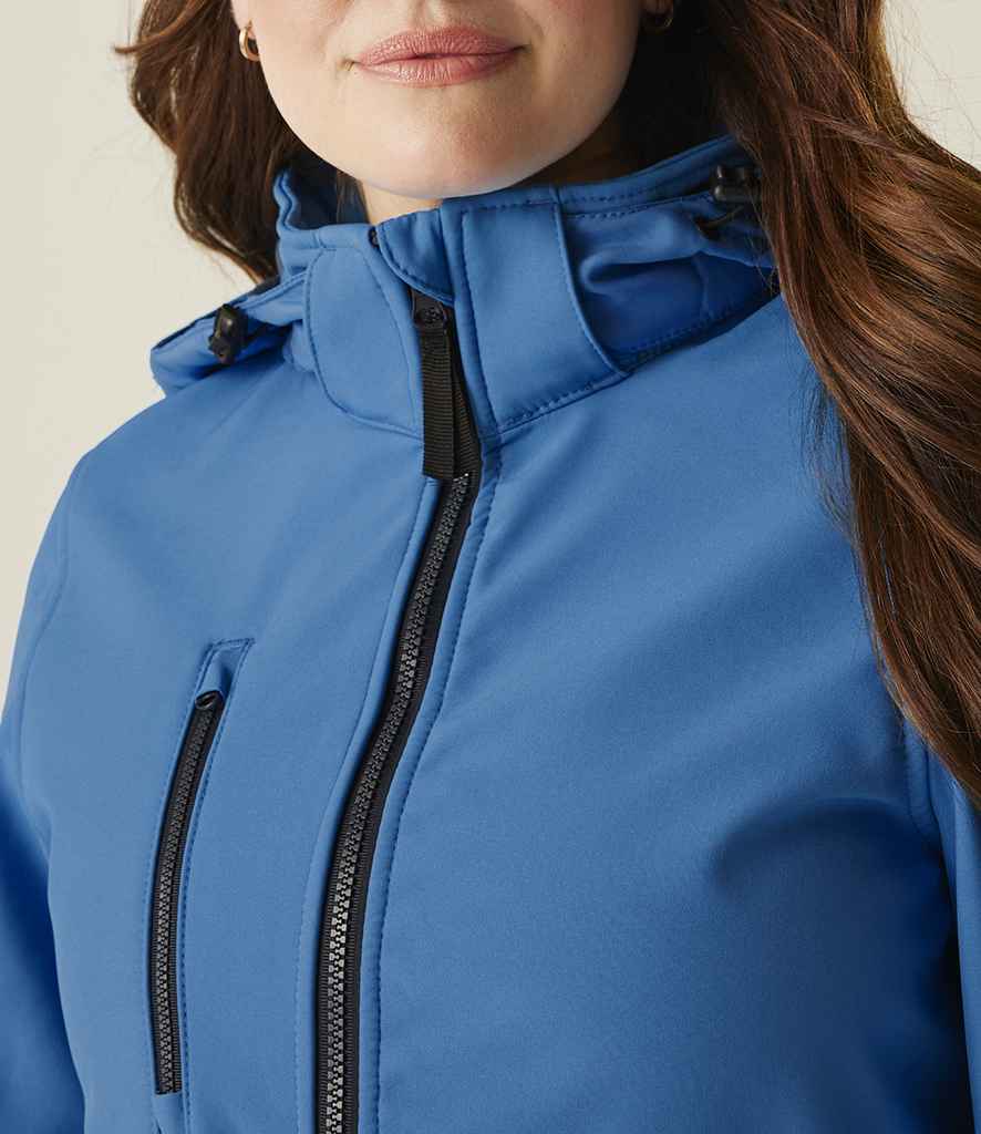 Regatta Professional Regatta Ladies Venturer Three Layer Hooded Soft Shell Jacket French Blue/Navy