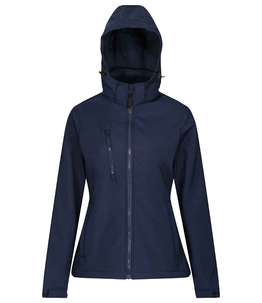 Regatta Ladies Venturer Three Layer Hooded Soft Shell Jacket in Navy/Navy