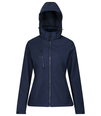 Regatta Ladies Venturer Three Layer Hooded Soft Shell Jacket in Navy/Navy