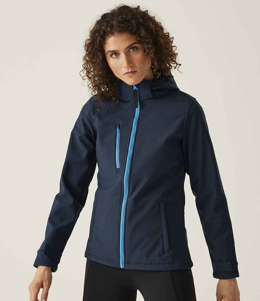 Regatta Professional Regatta Ladies Venturer Three Layer Hooded Soft Shell Jacket Navy/French Blue
