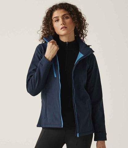 Regatta Professional Regatta Ladies Venturer Three Layer Hooded Soft Shell Jacket Navy/French Blue