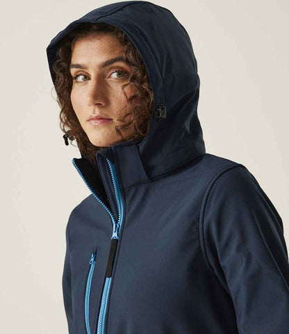 Regatta Professional Regatta Ladies Venturer Three Layer Hooded Soft Shell Jacket Navy/French Blue
