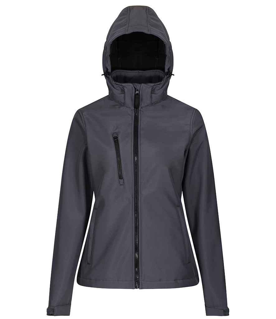 Regatta Ladies Venturer Three Layer Hooded Soft Shell Jacket in Seal Grey/Black