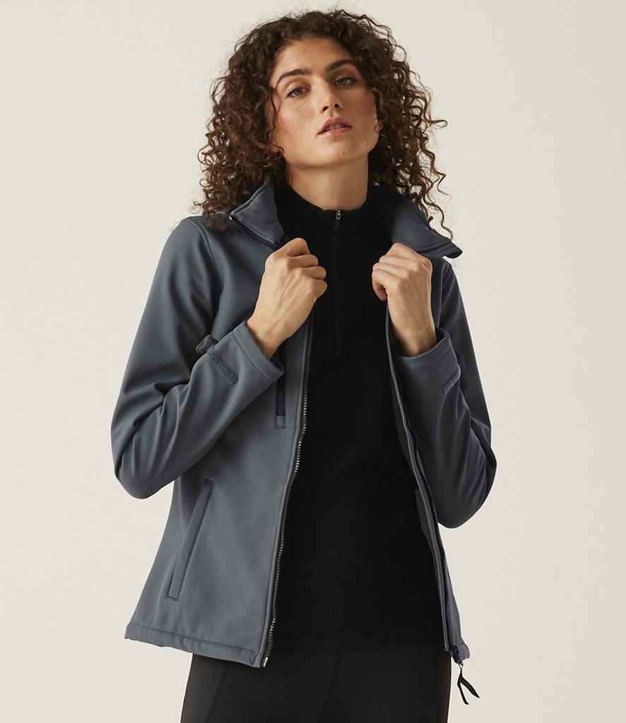 Regatta Professional Regatta Ladies Venturer Three Layer Hooded Soft Shell Jacket Seal Grey/Black