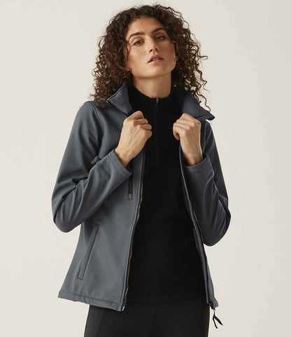 Regatta Professional Regatta Ladies Venturer Three Layer Hooded Soft Shell Jacket Seal Grey/Black