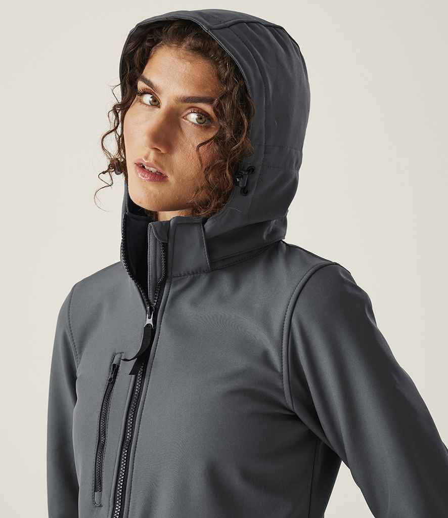 Regatta Professional Regatta Ladies Venturer Three Layer Hooded Soft Shell Jacket Seal Grey/Black