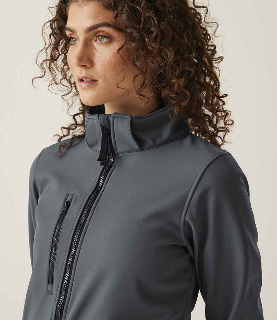 Regatta Professional Regatta Ladies Venturer Three Layer Hooded Soft Shell Jacket Seal Grey/Black
