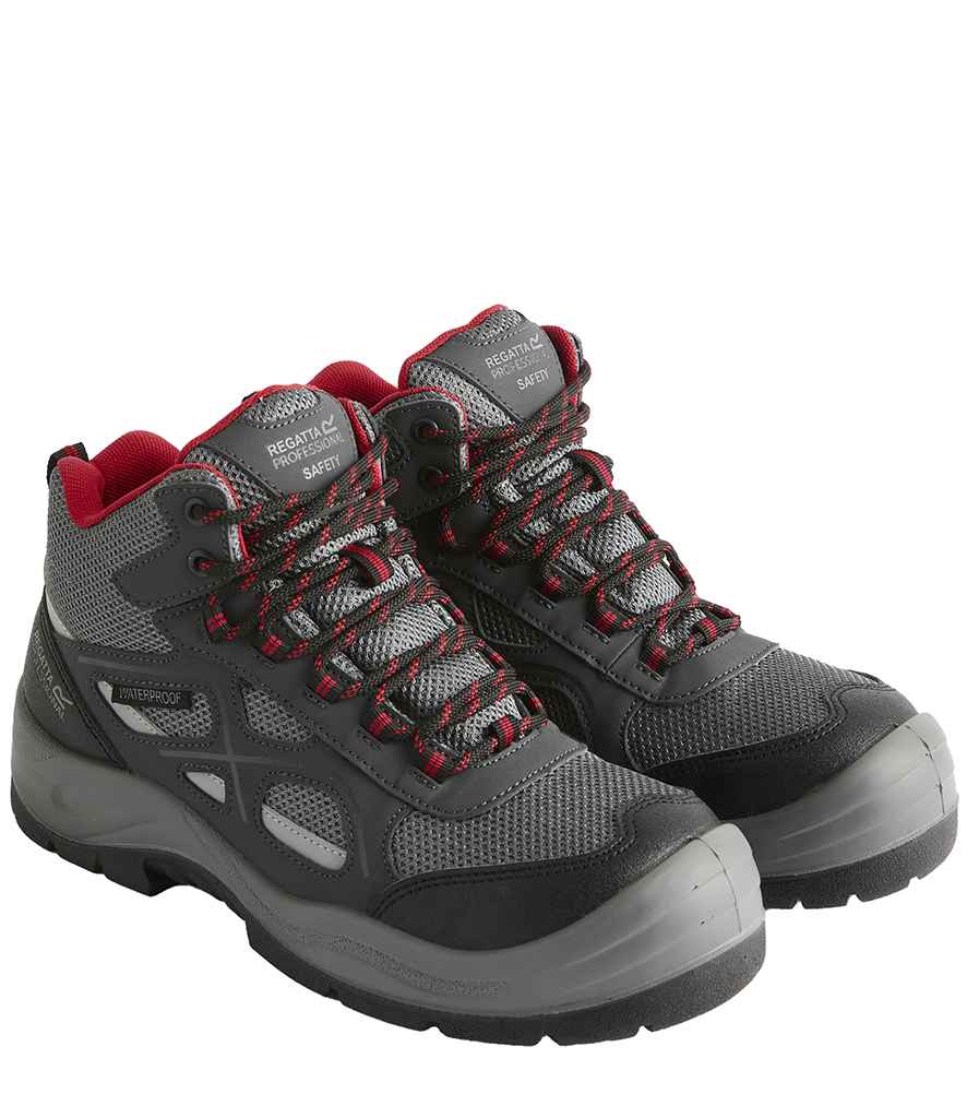 Regatta Safety Footwear Limestone Waterproof S6 Boots in Granite/Red