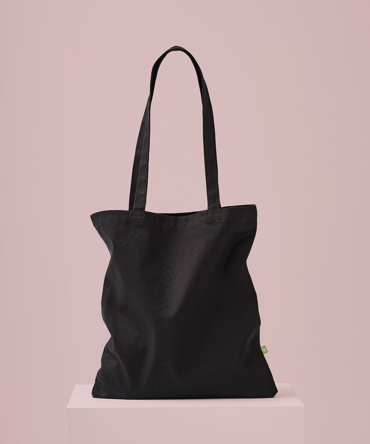 Nutshell Premium organic canvas shopper long handle Black