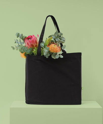 Nutshell Organic canvas ‘flat base’ landscape shopper Black