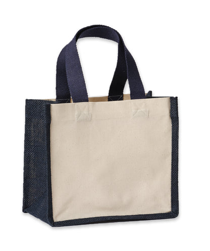 Nutshell Jute canvas panel shopper Natural/French Navy