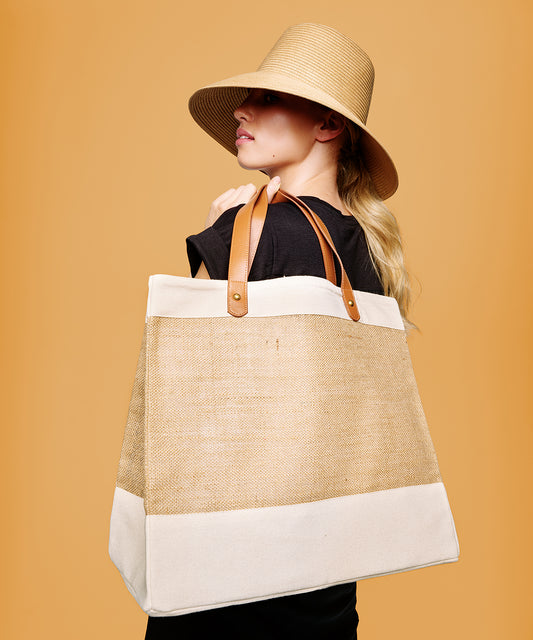 Nutshell Adley jute with faux leather tote Natural/Tan