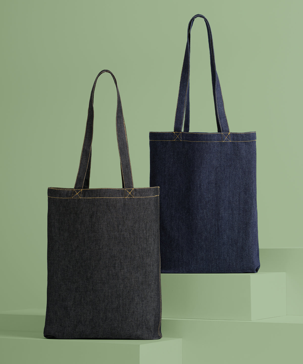 Nutshell Denim ‘flat base’ shopper Black Denim