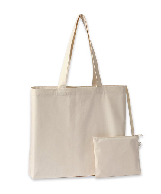 Nutshell Cruise recycled tote with detachable purse Natural