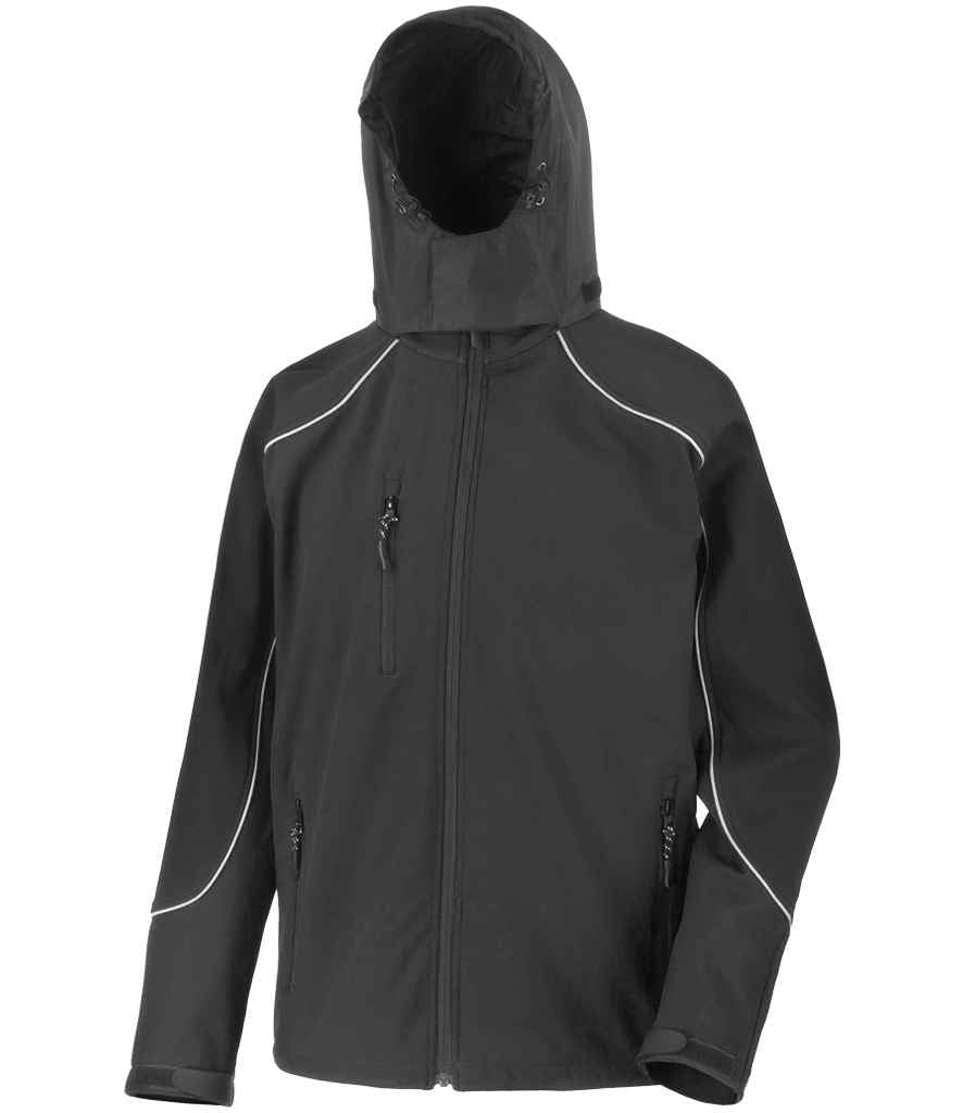 Result Work-Guard Hooded Soft Shell Jacket in Black/Black