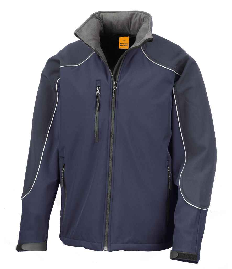 Result Work-Guard Hooded Soft Shell Jacket in Navy/Navy