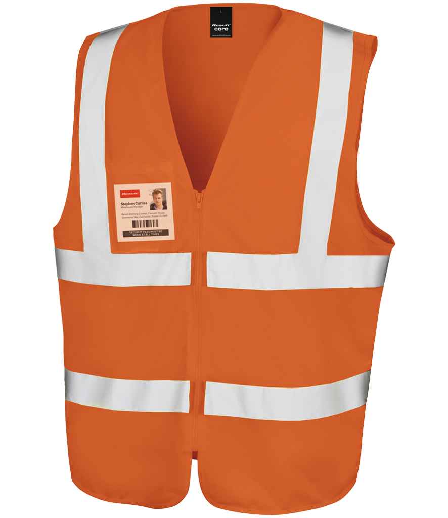 Result Core Zip ID Safety Tabard in Fluorescent Orange