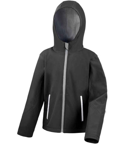 Result Core Kids TX Performance Hooded Soft Shell Jacket in Black/Grey