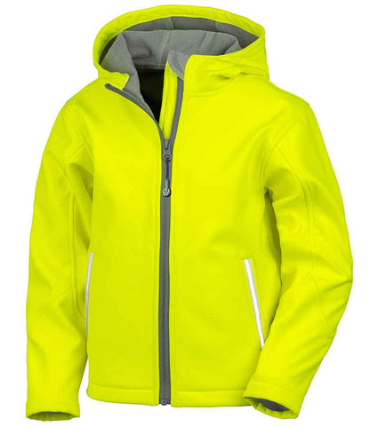 Result Core Kids TX Performance Hooded Soft Shell Jacket in Neon Yellow