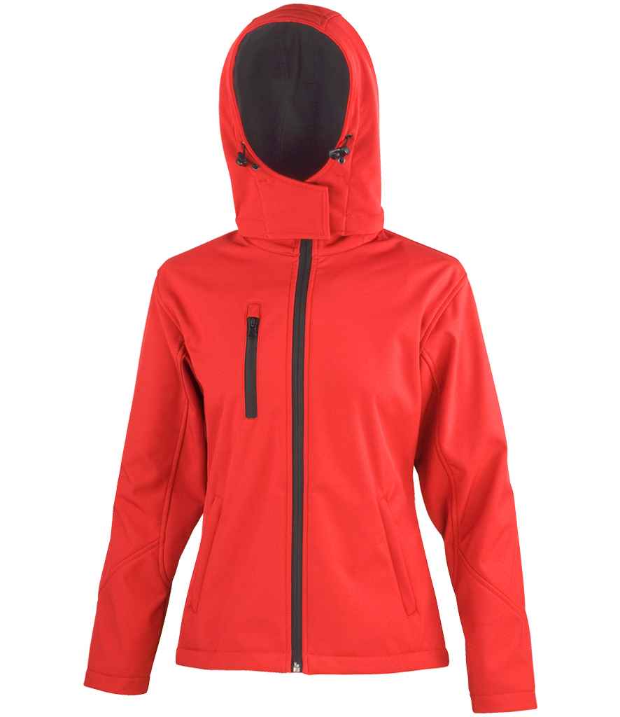 Result Core Ladies Hooded Soft Shell Jacket in Red/Black