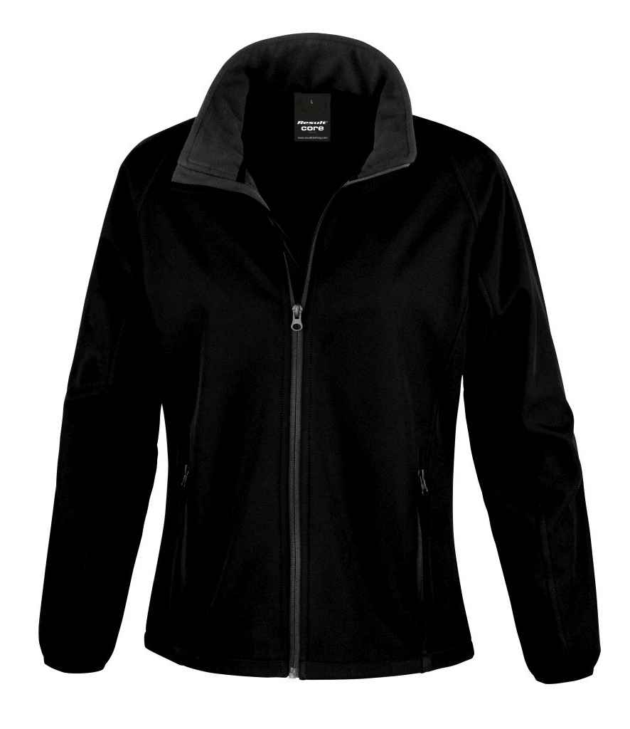 Result Core Ladies Printable Soft Shell Jacket in Black/Black