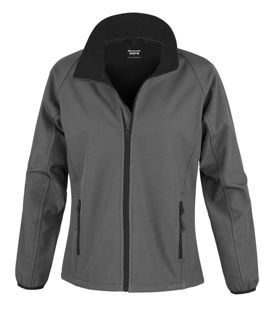 Result Core Ladies Printable Soft Shell Jacket in Charcoal/Black