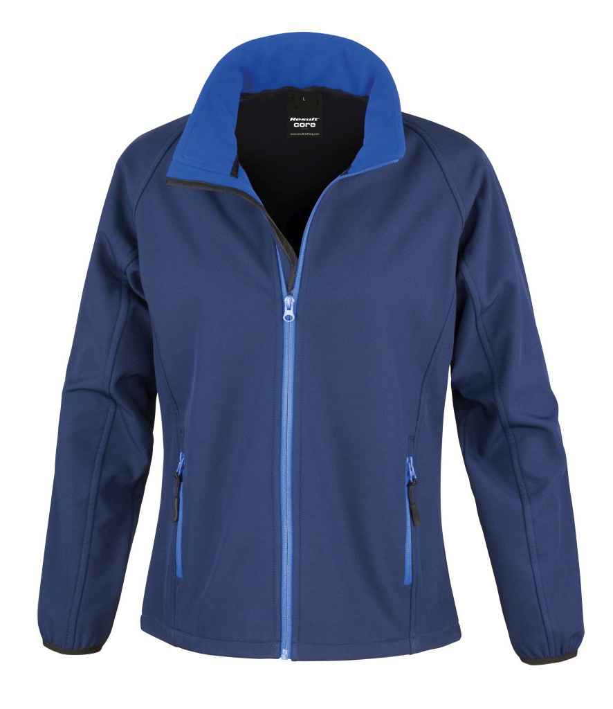 Result Core Ladies Printable Soft Shell Jacket in Navy/Royal Blue