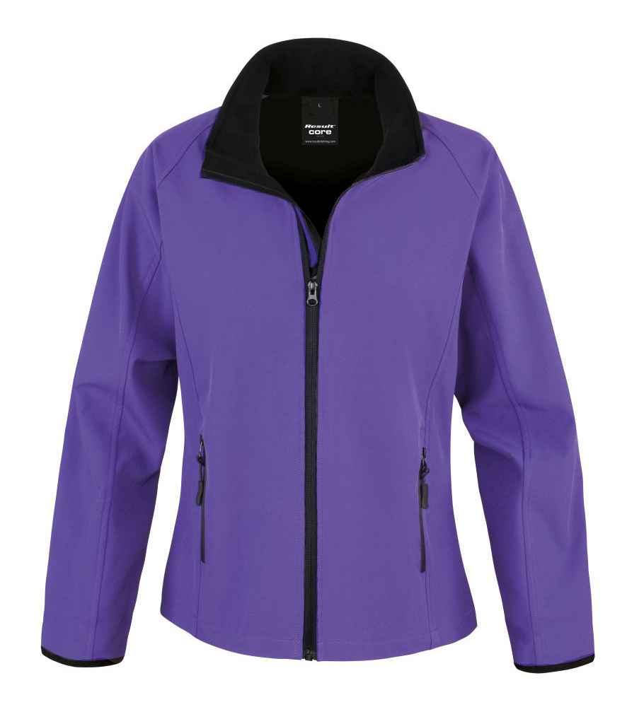 Result Core Ladies Printable Soft Shell Jacket in Purple/Black