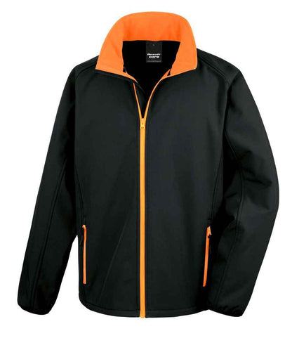 Result Core Printable Soft Shell Jacket in Black/Orange
