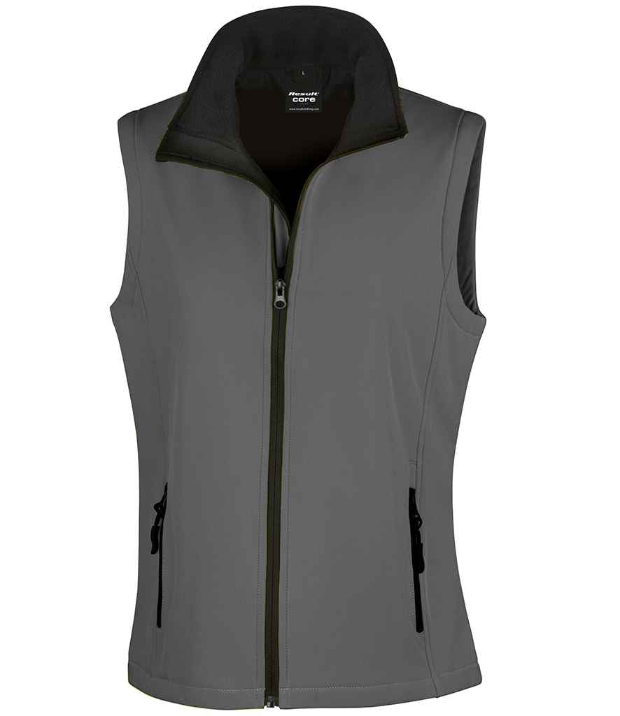 Result Core Ladies Printable Soft Shell Bodywarmer in Charcoal/Black