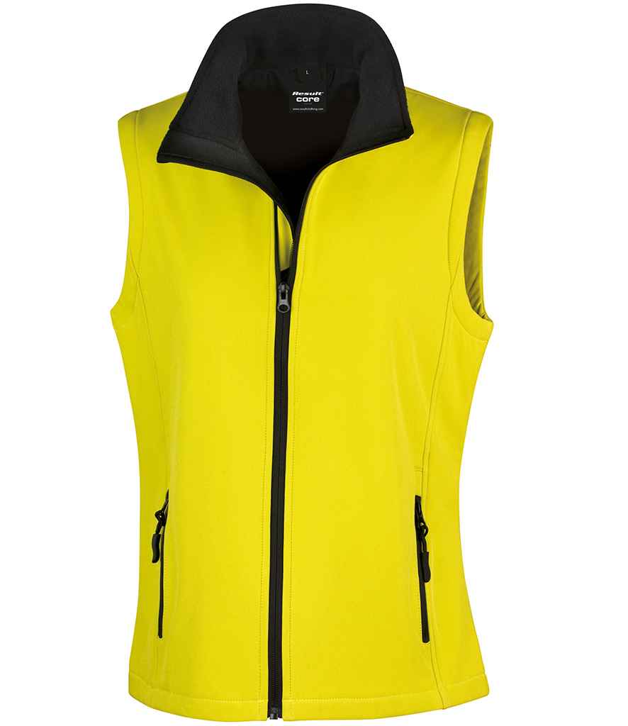 Result Core Ladies Printable Soft Shell Bodywarmer in Yellow/Black