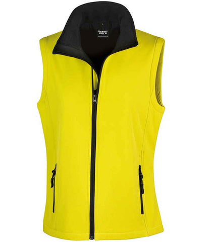 Result Core Ladies Printable Soft Shell Bodywarmer in Yellow/Black