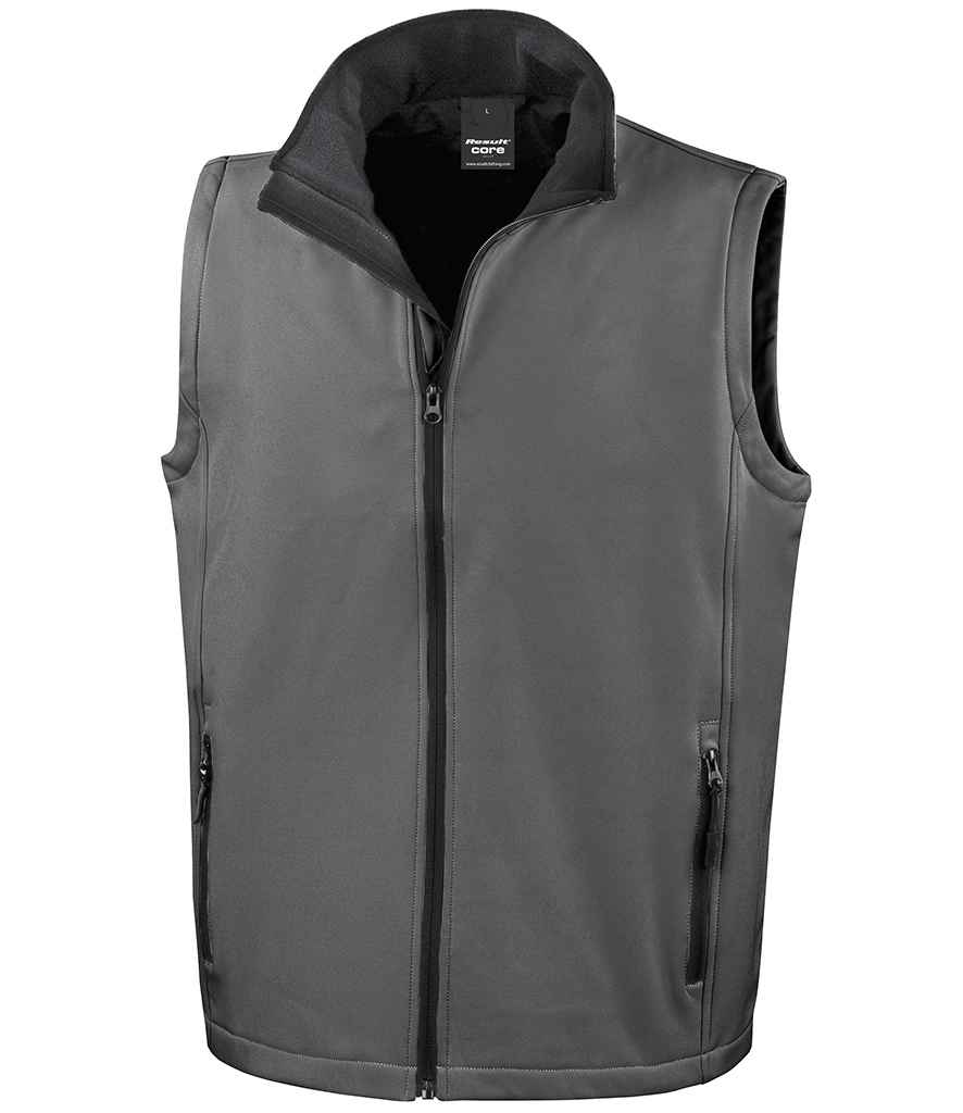 Result Core Printable Soft Shell Bodywarmer in Charcoal/Black
