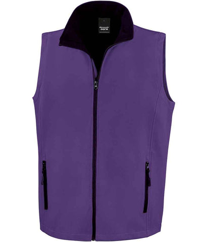 Result Core Printable Soft Shell Bodywarmer in Purple/Black