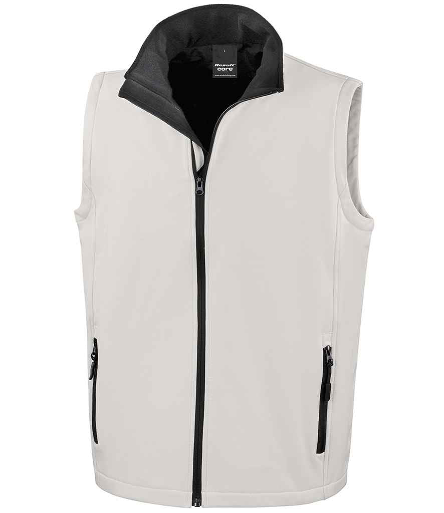 Result Core Printable Soft Shell Bodywarmer in White/Black