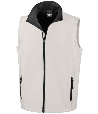 Result Core Printable Soft Shell Bodywarmer in White/Black