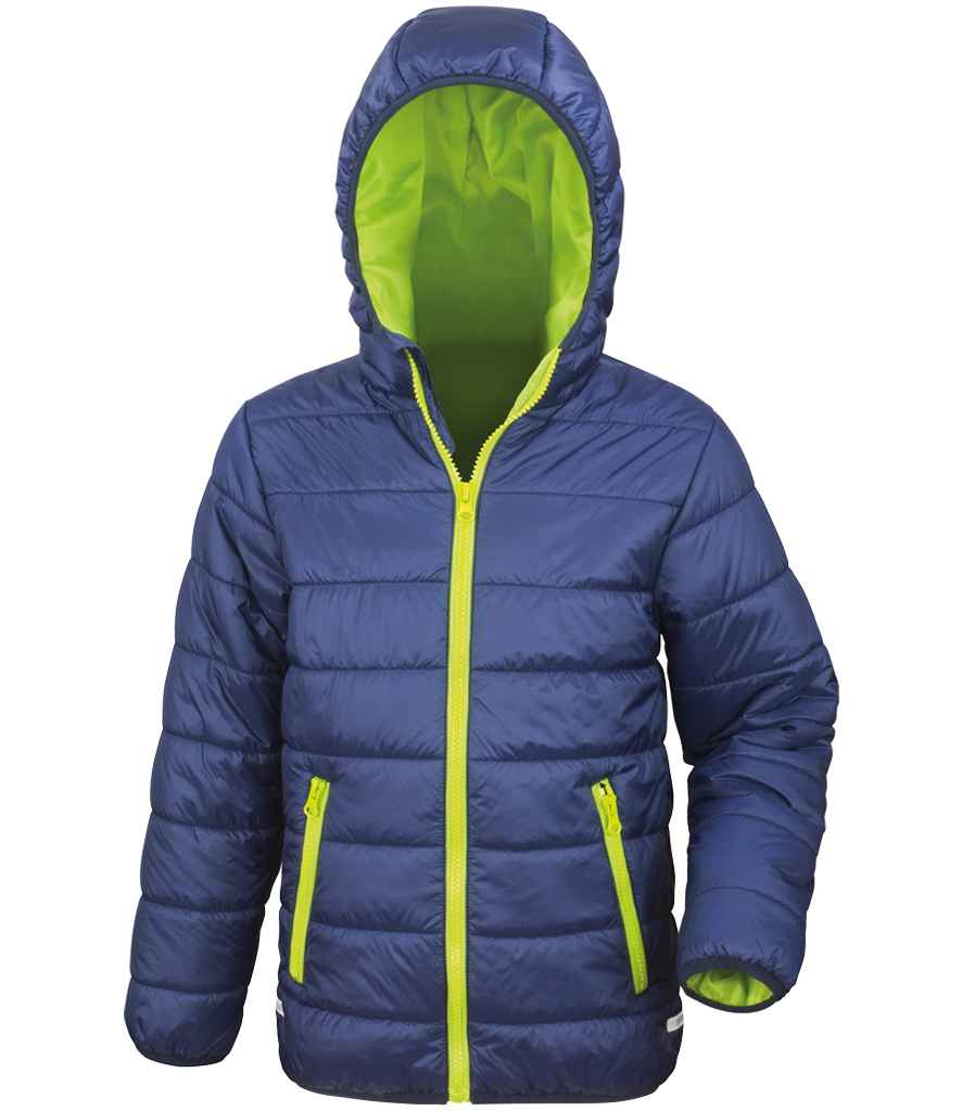 Result Core Kids Padded Jacket in Navy/Lime Green