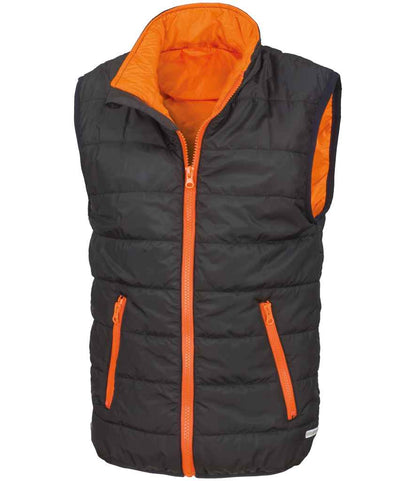 Result Core Kids Padded Bodywarmer in Black/Orange